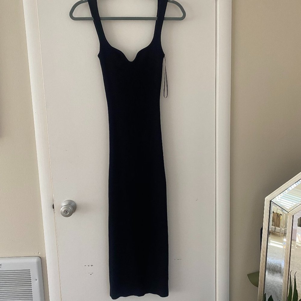Black Midi Tank Dress with Sweetheart Neckline